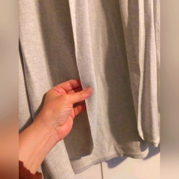 Cyrus Knit Open Front Cardigan Sweater Light Gray Large Minimalist Neutral - Picture 5 of 7